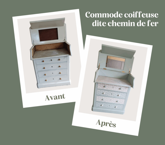 Commode coiffeuse dite chemin de fer
