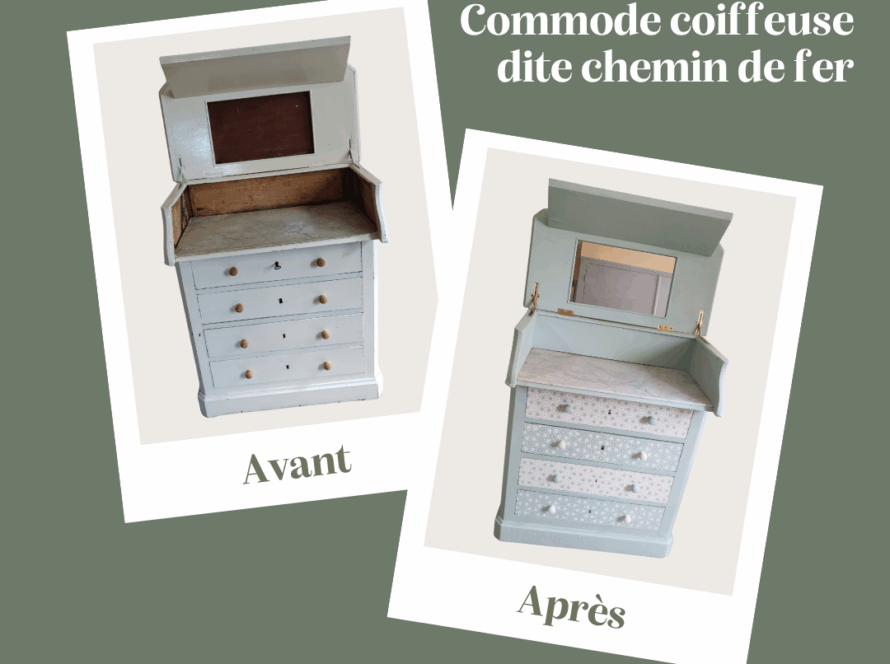 Commode coiffeuse dite chemin de fer