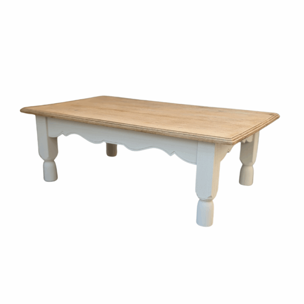 Table basse style campagne chic bois & blanc crème - Côté droit